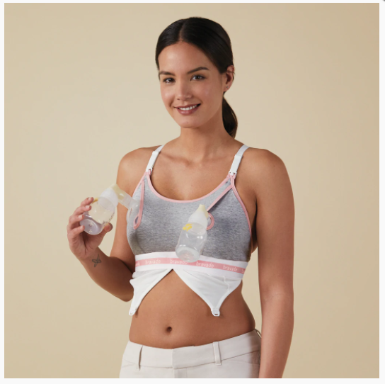 Bravado Designs Clip and Pump Hands-Free Nursing Bra Accessory Sustainable - Dove Heather With Dusted Peony