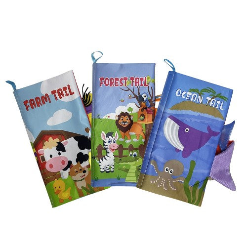 Lucky Baby Discovery Pals Tail Cloth Book Set - (Farm/Forest/Ocean)