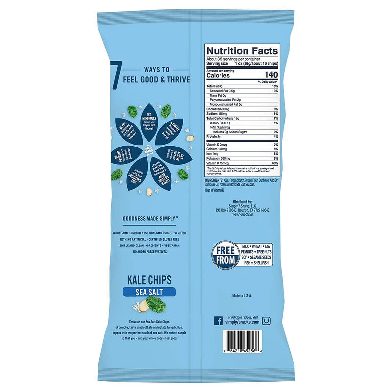 [Pack Of 15] Simply 7 Kale Chips - Sea Salt, 23 g Exp: 04/24