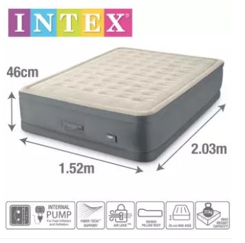 Intex Premaire II Elevated Airbed with Integrated Digital Pump - Queen Size