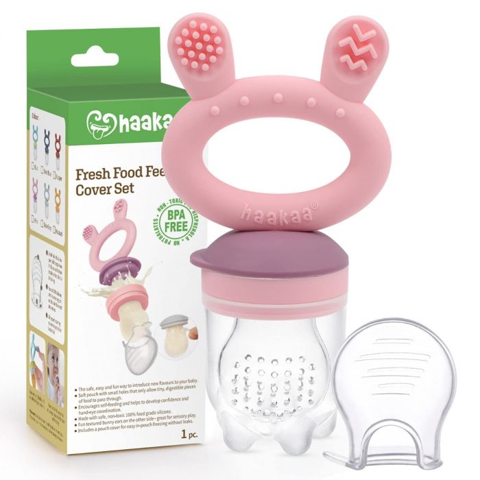 Haakaa Fresh Food Feeder & Cover Set - Pink