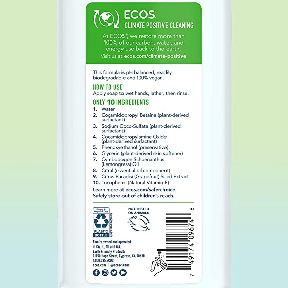 ECOS Hand Soap Lemongrass Refill 32oz/946ml