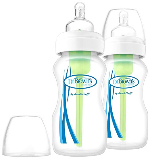 Dr Brown's 9 OZ/270 ML Glass Wide-Neck "Options" Bottle, Twin-Pack
