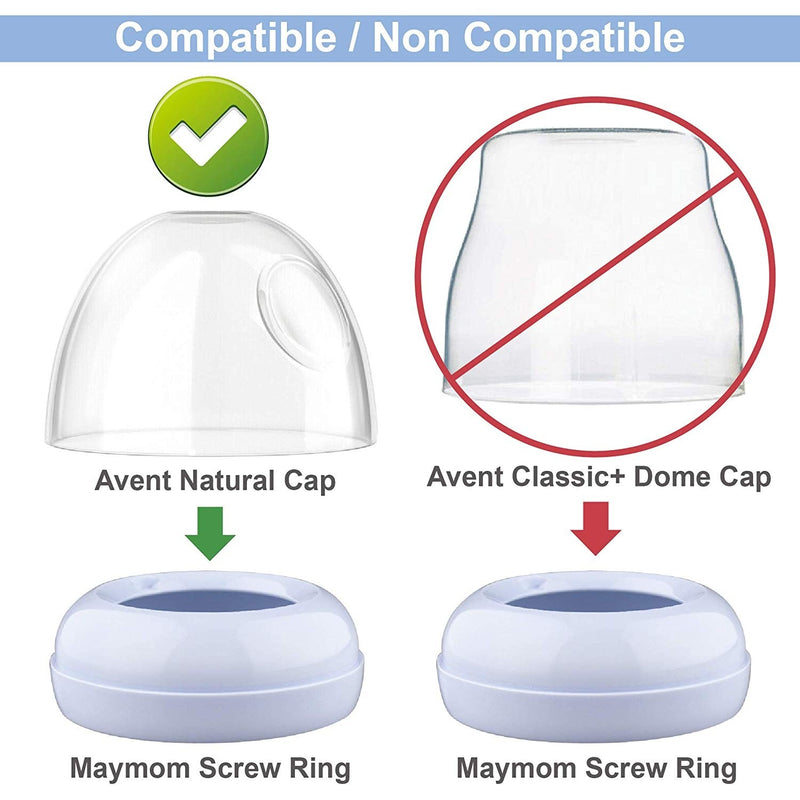 Maymom Screw Ring Dome Cap Sealing Disc For Avent Natural Bottles 4Set/pk