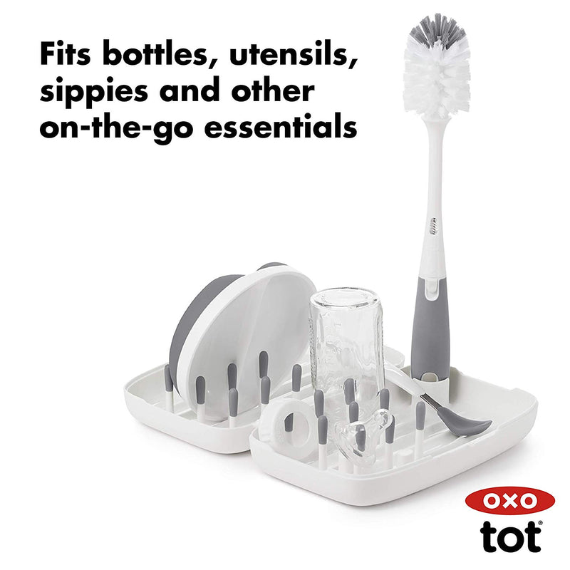 OXO Tot On-The-Go Drying Rack & Bottle Brush - Gray