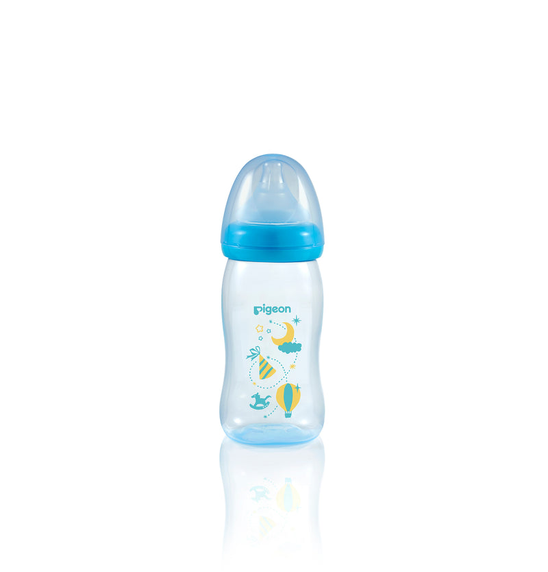 [2-Pack] Pigeon Softouch Peristaltic Plus Clear PP Bottle 240ML - Blue