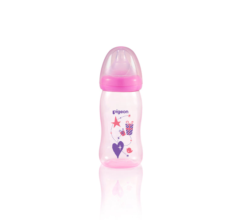[2-Pack] Pigeon Softouch Peristaltic Plus Clear PP Bottle 240ML - Pink