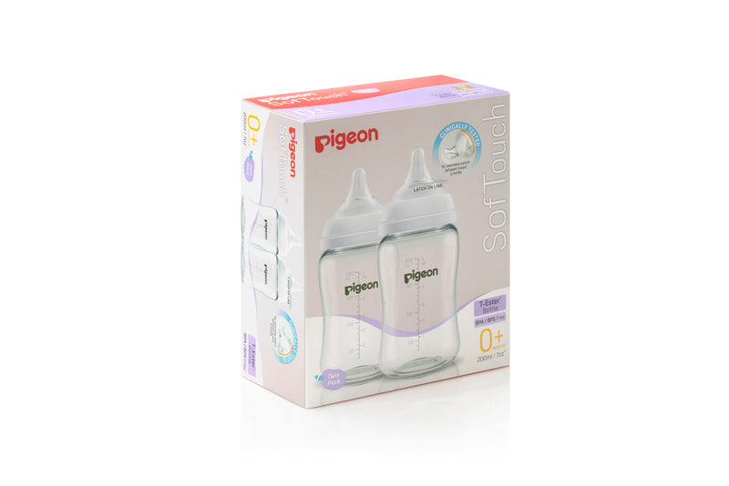 Pigeon Softouch 3 Nursing Wide Neck Bottle Twin Pack T-ester 200ml
