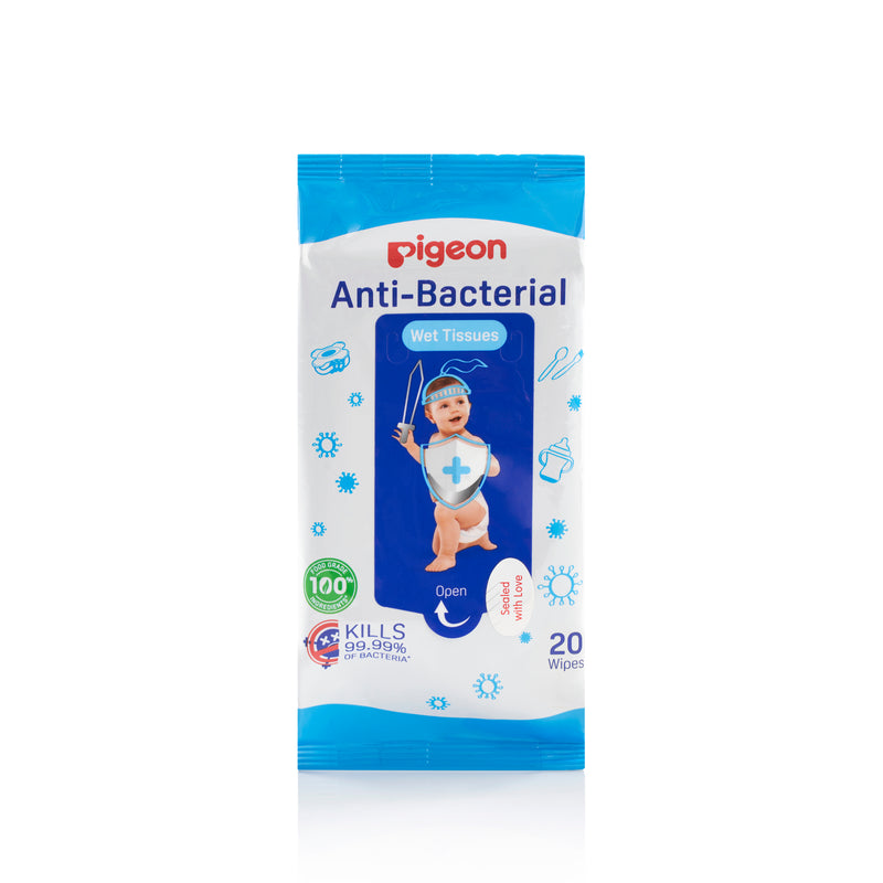 [3-Pack] Pigeon Anti-Bacterial Wet Tissue 20s (Travel Size)