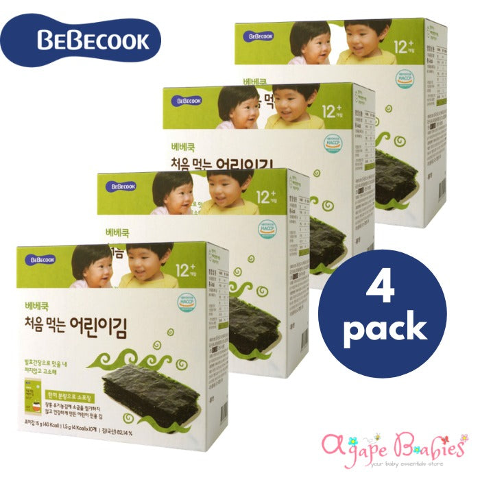 [Bundle of 4] BeBecook Junior's First Sun-Dried Seaweed (Original) 1.5g x 10ea - Exp: