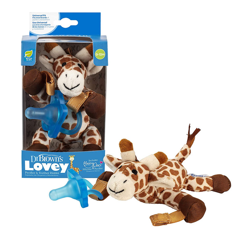 Dr Brown's Girafee Lovey W/ Blue HappyPaci Silicone One Piece Pacifier