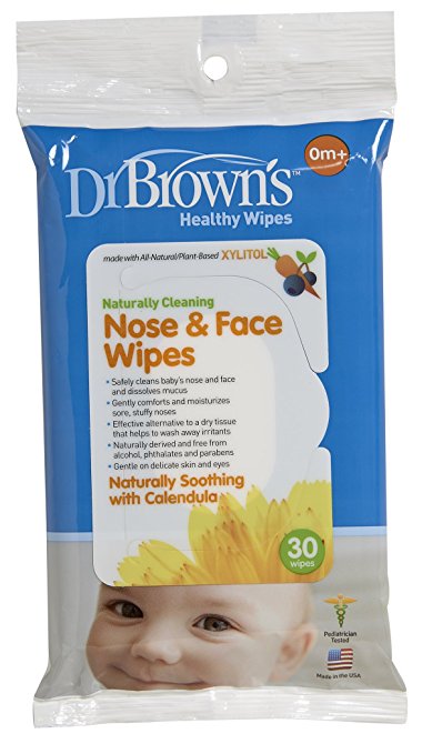 [2-Pack] Dr Brown's Nose & Face Wipes (30 x 2 = 60Pack)