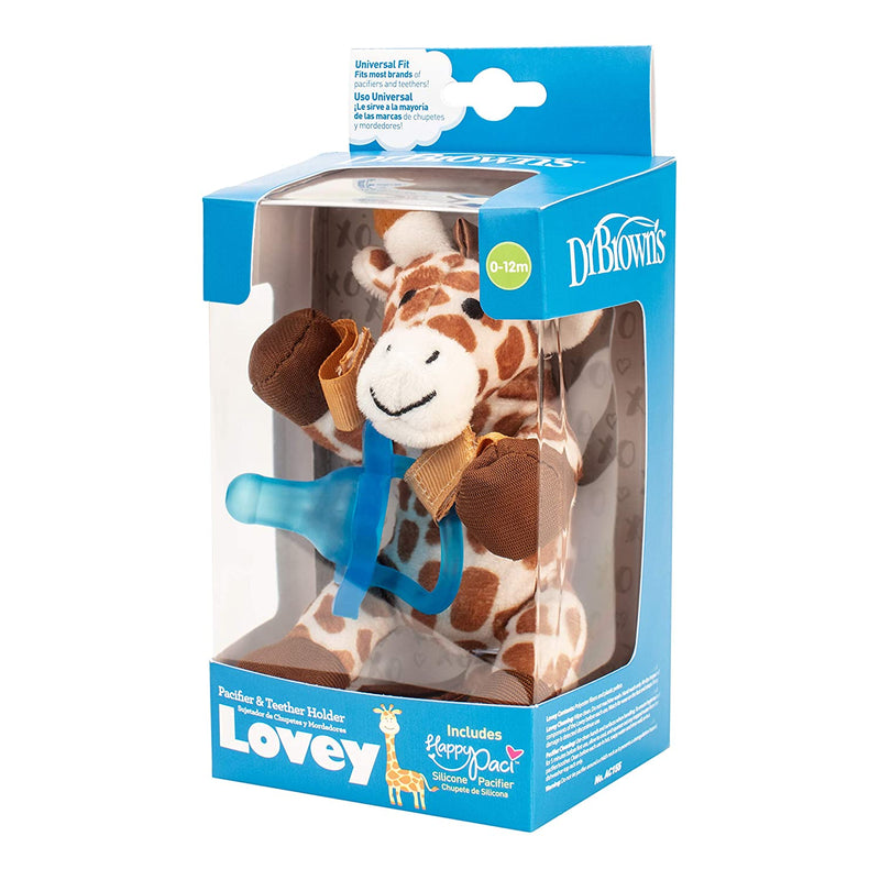 Dr Brown's Girafee Lovey W/ Blue HappyPaci Silicone One Piece Pacifier