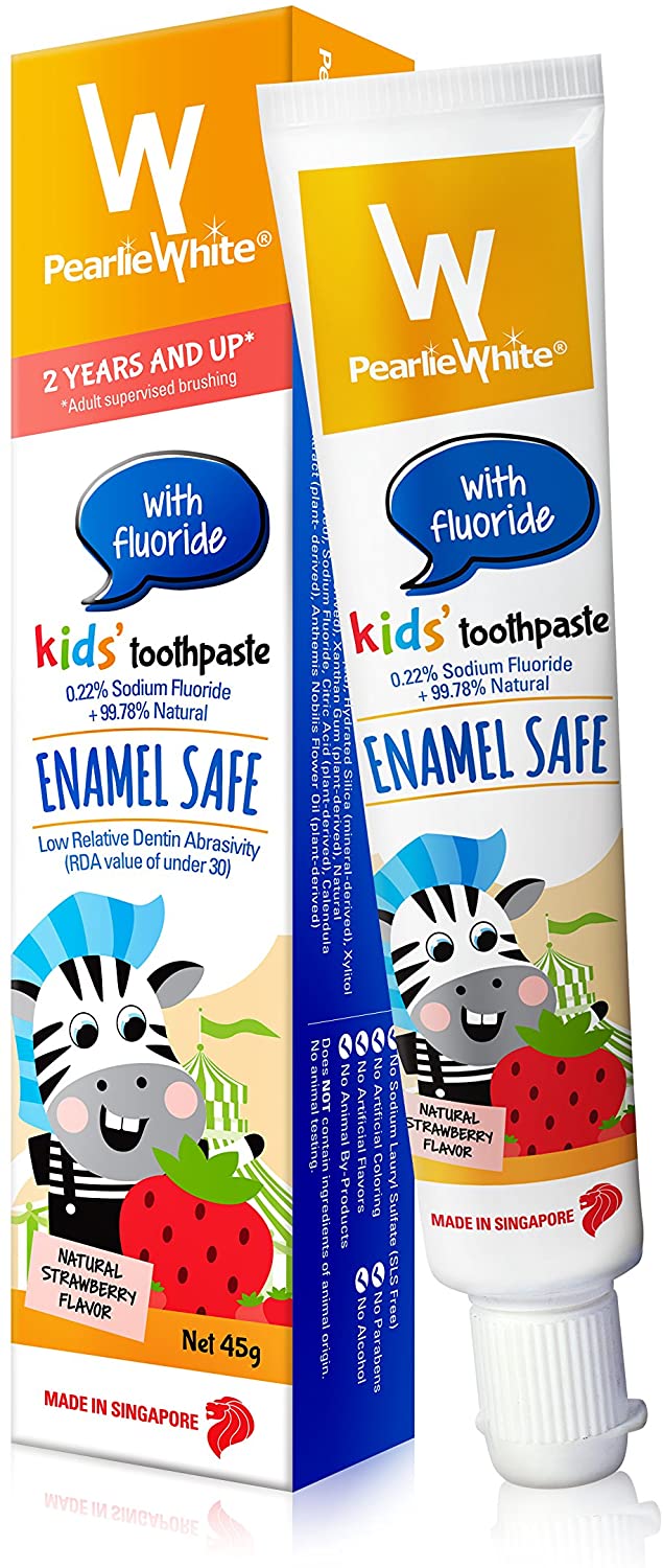 Pearlie White Enamel Safe Kids' Toothpaste with Fluoride, 45g - Exp:03/24