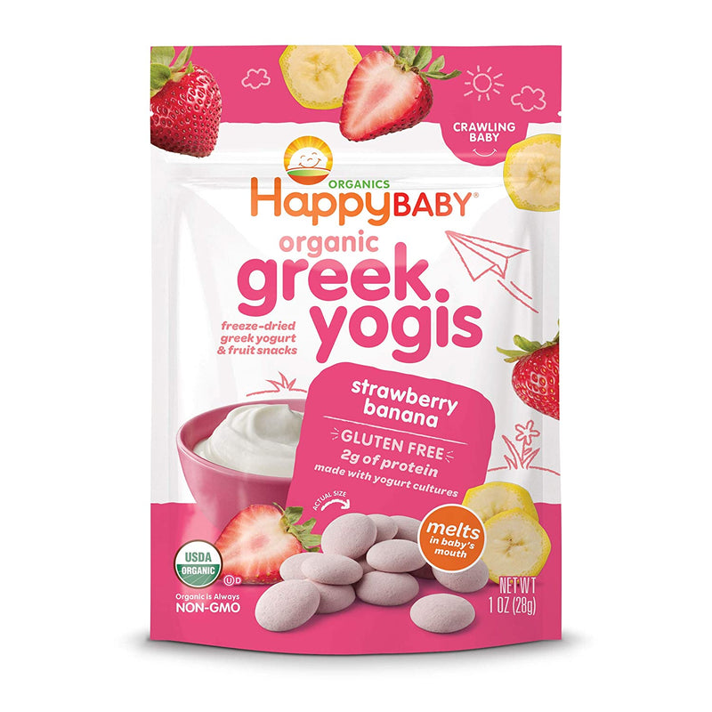 Happy Baby Organic Greek Yogis - Strawberry Banana, 28 g. Exp: 06/24