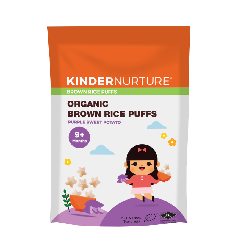 KinderNurture Organic Brown Rice Puffs 40g - Purple Sweet Potato EXP:02/25