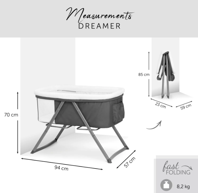 Hauck Dreamer Bedside Cot & Rocking Cradle
