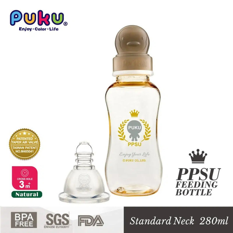 [2-Pack] Puku PPSU Feeding Bottle Standard Neck - 280ml