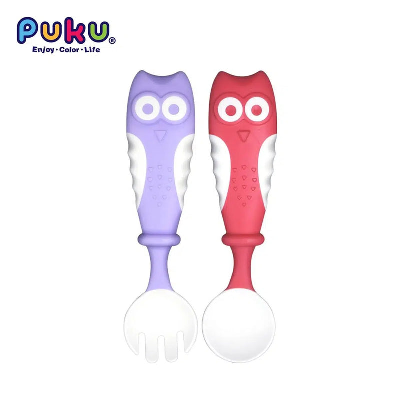 [2-Pack] PUKU Spoon and Fork Set - Red/Purple