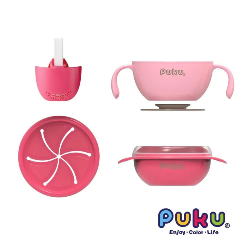 Puku 4pcs Set Suction Bowl - Pink
