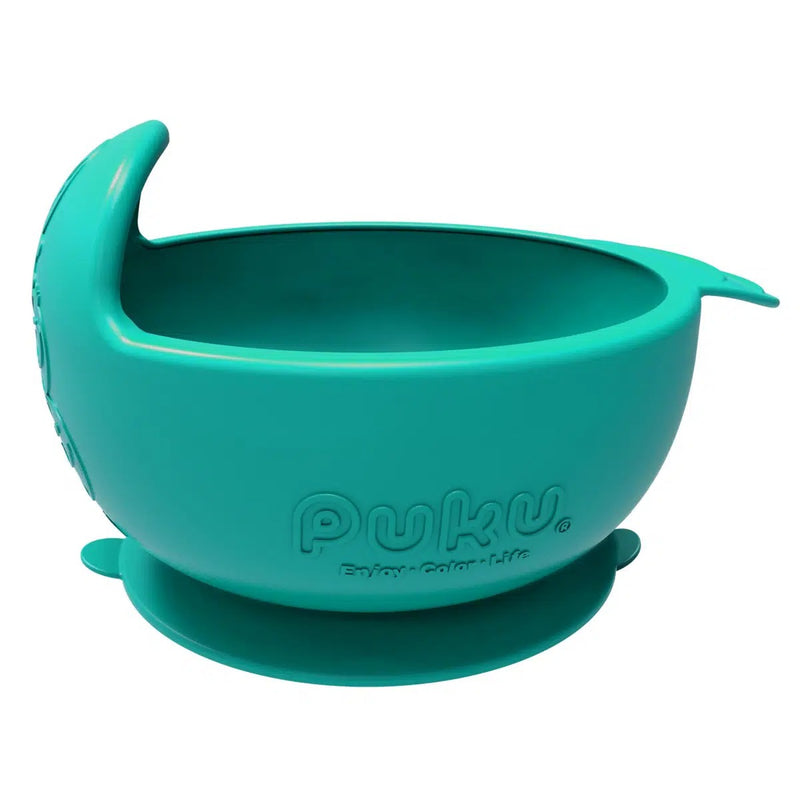 Puku Silicone Suction Plate Turquoise + Silicone Suction Bowl Green + Tritan Sprout Bottle 500ml Green (Bundle Pack)