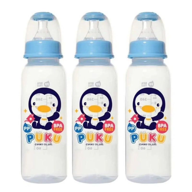 [2-Pack] Puku PP Standard Neck Feeding Bottle 240ml (3pcs/Pack)