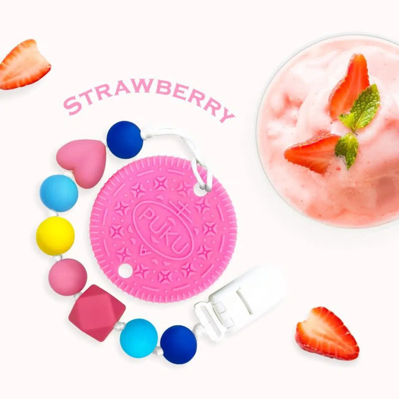 [2-Pack] PUKU Baby GaGa Teether - Strawberry Cookie