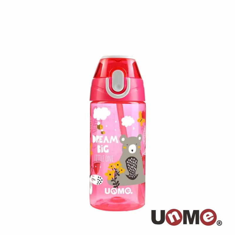 [2-Pack] Puku UNME Tritan Straw Bottle  400ml - Pink