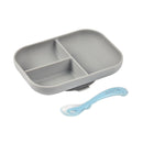 Beaba Silicone suction divided plate + 2nd age spoon - Grey