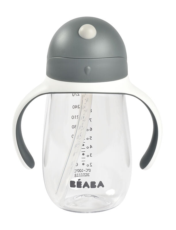 Beaba Straw Cup 300ml - Mineral Grey