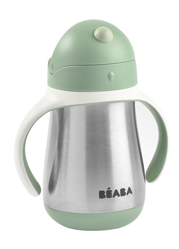 Beaba Stainless Steel Straw Cup 250ml - Sage Green