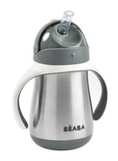 Beaba Stainless Steel Straw Cup 250ml - Mineral Grey