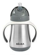 Beaba Stainless Steel Straw Cup 250ml - Mineral Grey
