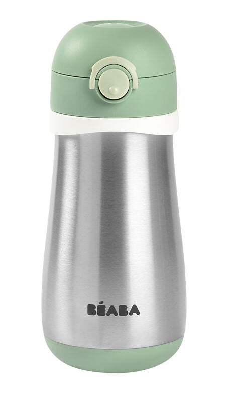 Beaba Stainless Steel Spout Bottle 350ml - Saga Green