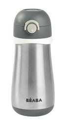 Beaba Stainless Steel Spout Bottle 350ml - Mineral Grey