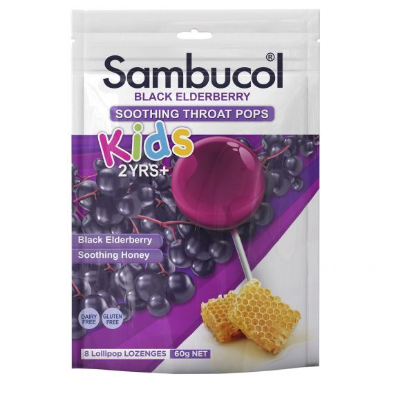[3-Pack] Sambucol Soothing Throat Pops for Kids, 8 pops