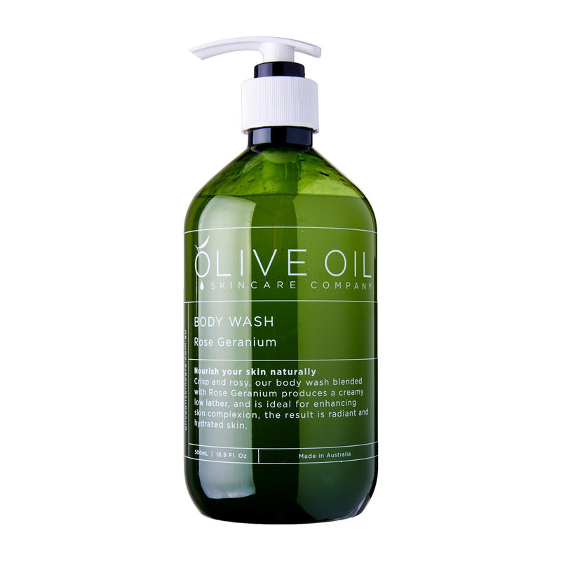 Australian Olive Oil Skin Care Body Wash - Rose Geranium 500ml  Exp: 09/24
