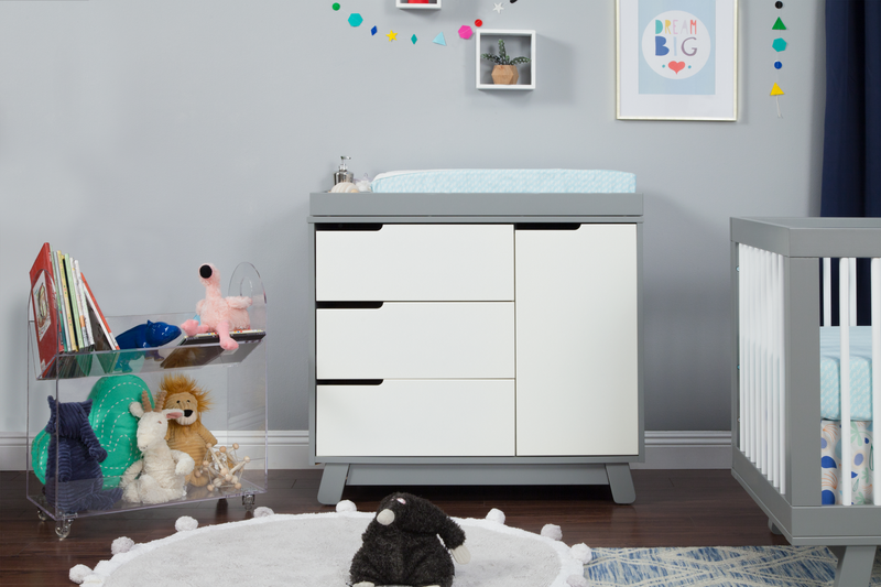[1 Yr Local Warranty - Assembly Included] Babyletto Hudson 3 - Drawer Changer Dresser with Removable Changing Tray - Grey / White