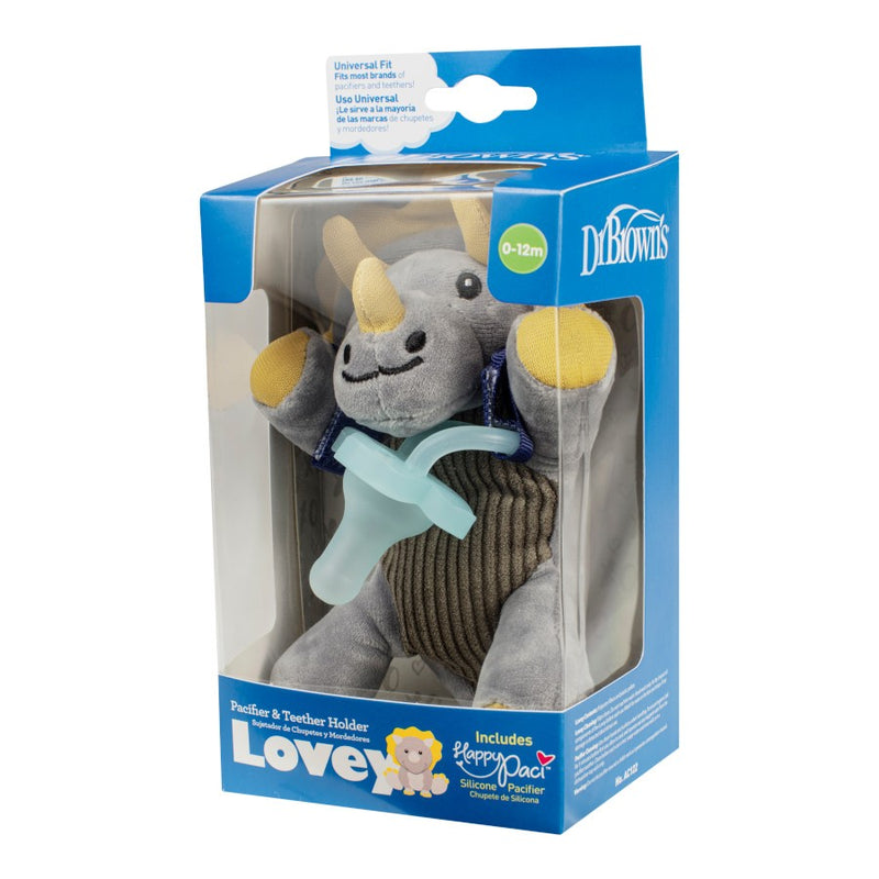 Dr Brown's Triceratops Lovey W/ Aqua 1-Piece Pacifier