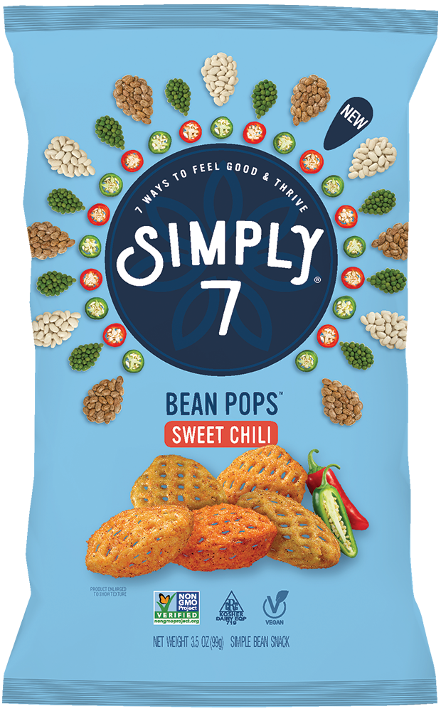 [5 Pack] Simply 7 Bean Pops- Sweet Chilli, 99g Exp: 05/24