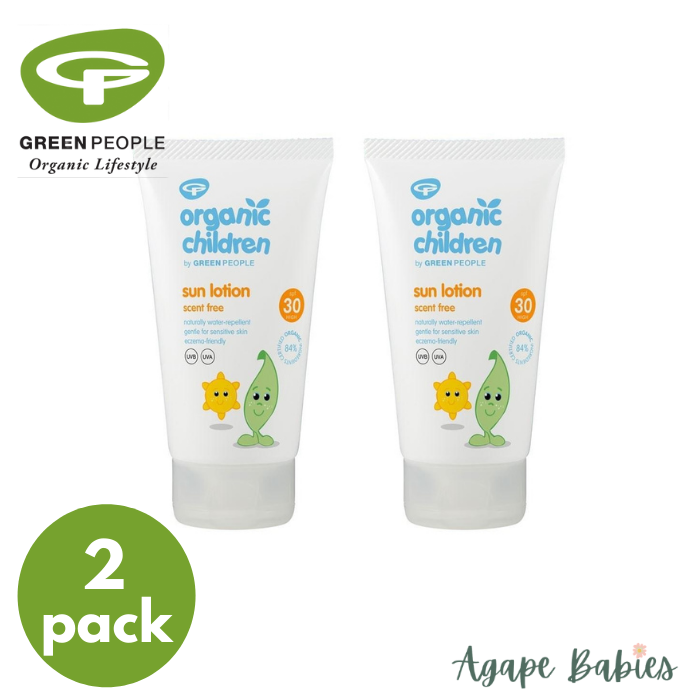 [Bundle Of 2] Green People Organic Children Sun Lotion SPF30 - Scent Free, 150 ml. Exp-12/25