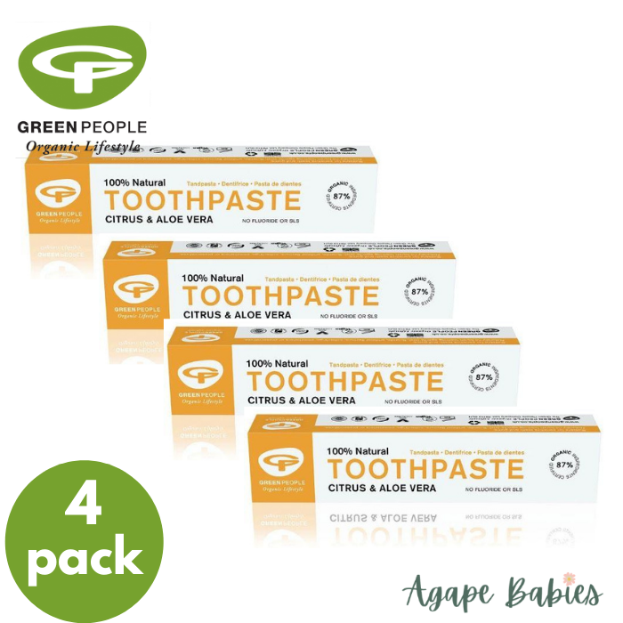 [Bundle Of 4] Green People Organic Citrus & Aloe Vera Toothpaste, 50 ml.