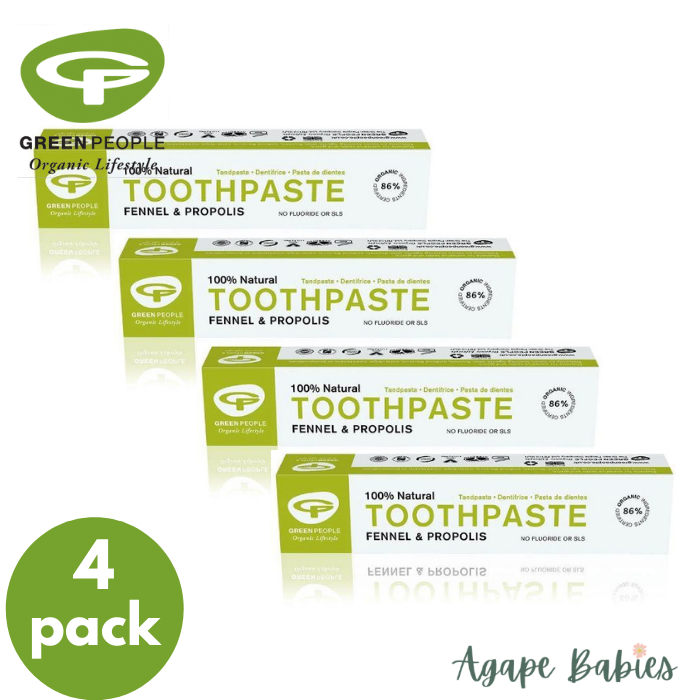 [Bundle Of 4] Green People Organic Fennel & Propolis Toothpaste, 50 ml. Exp: 02/26