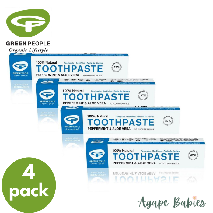 [Bundle Of 4] Green People Organic Peppermint & Aloe Vera Toothpaste, 50 ml. Exp-03/26