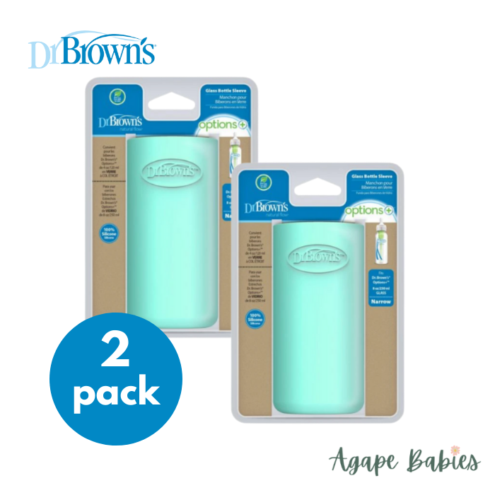 [Bundle of 2] Dr Brown's 8 oz/250 ml Narrow Glass Bottle Sleeve - Mint