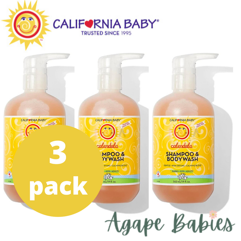 California Baby Shampoo & Body Wash: Calendula 19oz (Pack of 3) Exp: 11/23