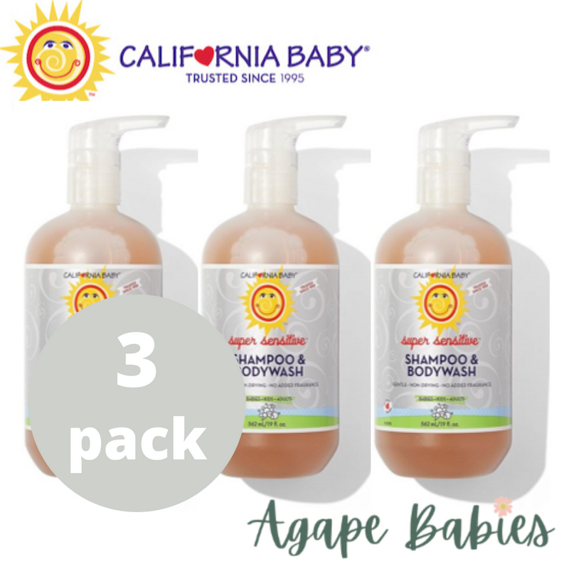California Baby Shampoo & Body Wash: Super Sensitive 19oz (Pack of 3) Exp: 03/24