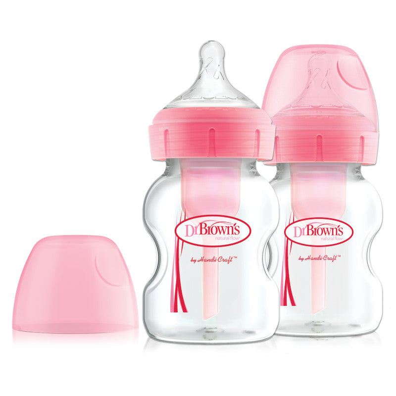 Dr Brown’s 5oz/150ml PP Wide-Neck "Options+" Bottle (Twin Pack) - Pink