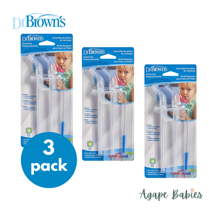 [Bundle Of 3] Dr Brown's Straw Cup Replacement Kit (10 oz/300 ml Insulated Straw Cup)