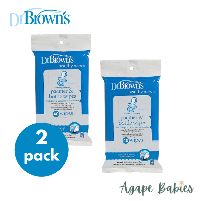 [2-Pack] Dr Brown's Pacifier & Bottle Wipes